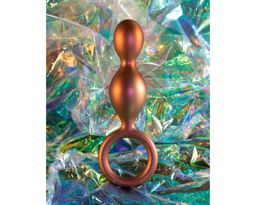 Коричневый анальный стимулятор Duo Loop Copper Anal Plug - 13,3 см.