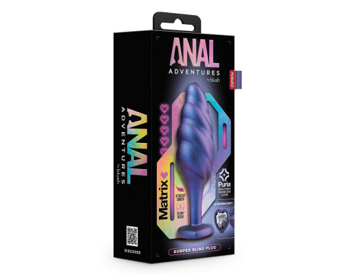 Фиолетовая анальная пробка с кристаллом-сердцем Matrix Bumped Bling Plug - 11,4 см.