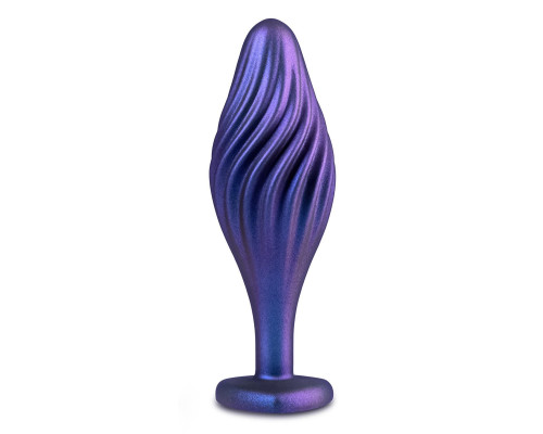 Фиолетовая анальная пробка с кристаллом-сердцем Matrix Swirling Bling Plug - 11,4 см.