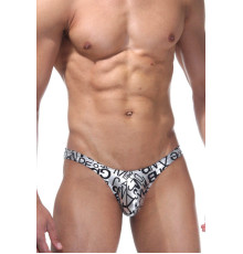 Серебристые трусы-слипы с черными буквами Don Moris