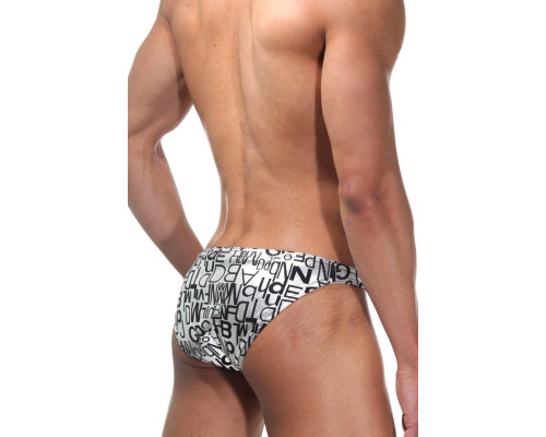Серебристые трусы-слипы с черными буквами Don Moris