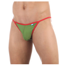 Зеленые сексуальные трусы-танга с контрастной отделкой