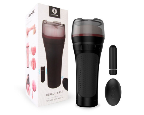 Черный мастурбатор-вагина с вибропулей и пультом ДУ