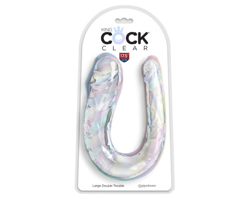 Прозрачный двусторонний фаллоимитатор Double Trouble - 44 см.