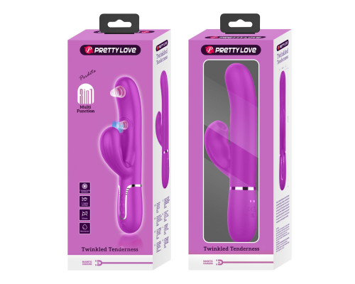 Лиловый вибратор-кролик с пульсацией Perdita - 22,8 см.