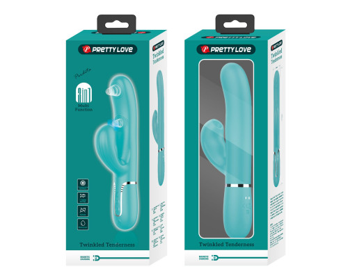 Мятный вибратор-кролик с пульсацией Perdita - 22,8 см.