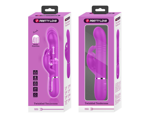 Лиловый вибратор Coale с ротацией бусин и возвратно-поступательными движениями - 22,6 см.