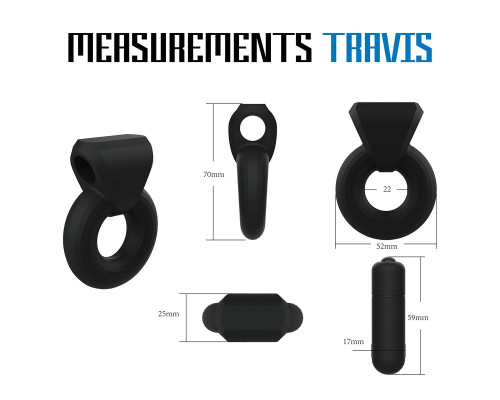 Черное эрекционное виброкольцо Rooster Travis