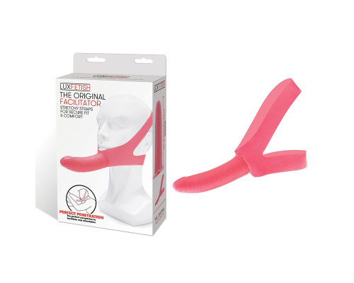 Розовый фаллоимитатор с креплением на лицо The Original Facilitator - 14 см.