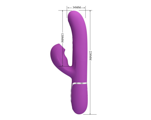 Фиолетовый вибратор с клиторальным отростком Perdita - 22,8 см.