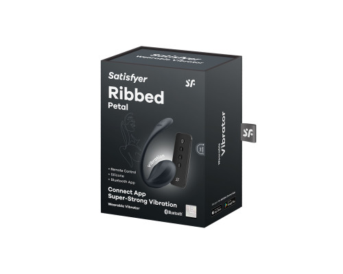 Черное виброяйцо Ribbed Petal с пультом ДУ