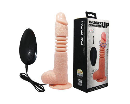 Телесный вибратор с вращением и поступательными движениями Thunder Up - 22 см.