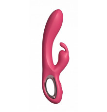 Малиновый силиконовый вибратор-кролик - 22 см.