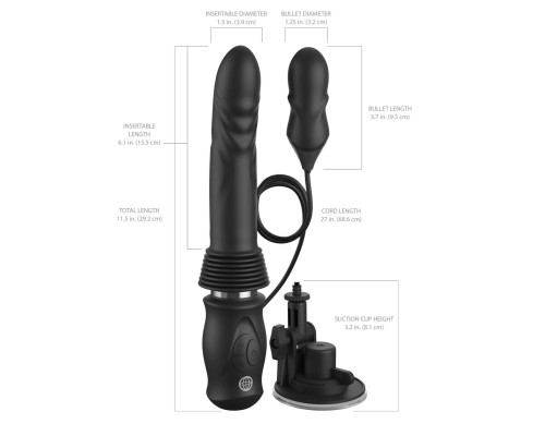 Черный автоматический вибромассажер с вибропулей Ultimate Silicone Thruster