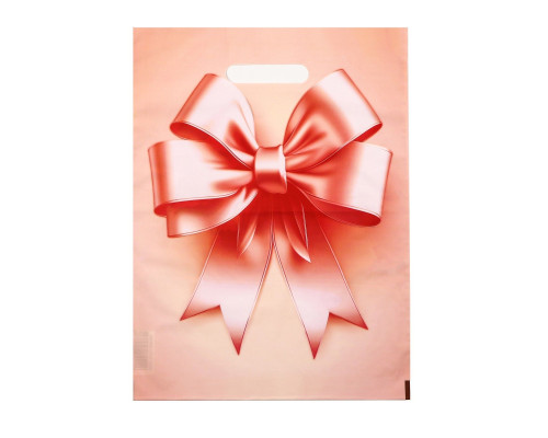 Пакет с принтом в виде банта с вырубной ручкой (30х40 см)