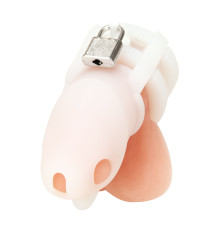 Белая клетка для пениса Silicone Small 2 in Cock Cage With Ball Divider