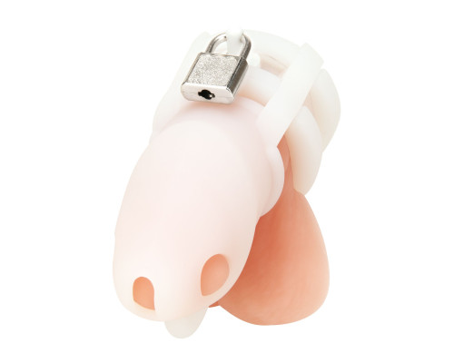 Белая клетка для пениса Silicone Small 2 in Cock Cage With Ball Divider