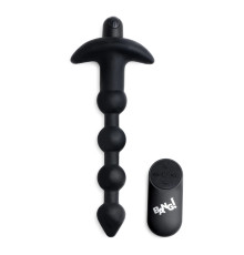 Черные анальные бусы с вибрацией и пультом ДУ 28X Remote Control Vibrating Silicone Anal Beads - 19 см.