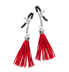 Зажимы на соски «Прищепки» с красными кисточками из замши