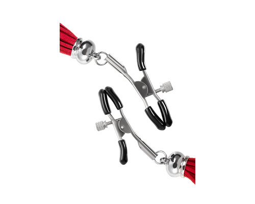 Зажимы на соски «Прищепки» с красными кисточками из замши