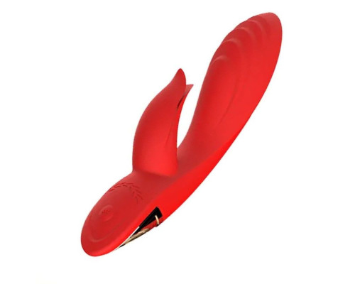 Красный вибратор-кролик 5’’ Silicone Kissing - 20,2 см.