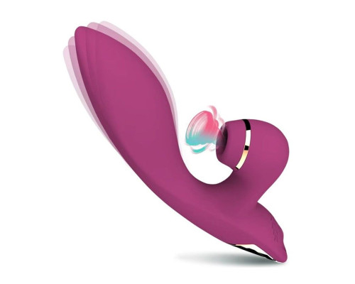 Сливовый вибратор-кролик с вакуумной стимуляцией 5’’ Silicone Suction Kiss - 20,3 см.