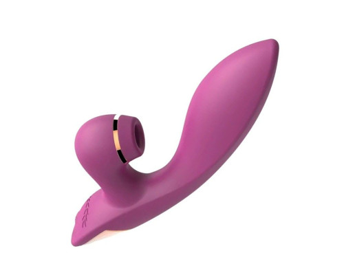 Сливовый вибратор-кролик с вакуумной стимуляцией 5’’ Silicone Suction Kiss - 20,3 см.