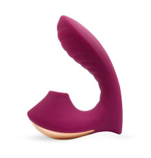 Сливовый L-образный вибромассажёр с вакуумной стимуляцией 3,5’’ Silicone Billow Suction Lover