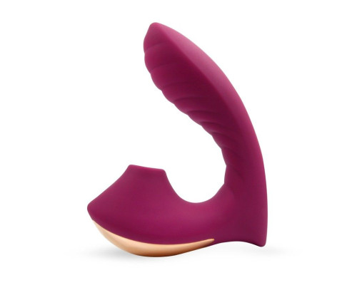 Сливовый L-образный вибромассажёр с вакуумной стимуляцией 3,5’’ Silicone Billow Suction Lover