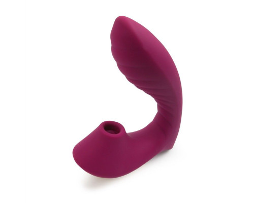 Сливовый L-образный вибромассажёр с вакуумной стимуляцией 3,5’’ Silicone Billow Suction Lover