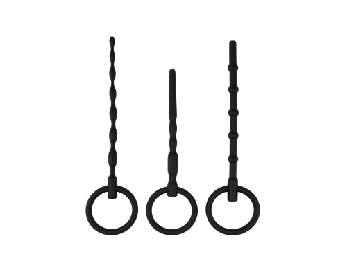 Набор из 3 черных уретральных массажеров Twist