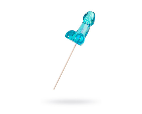 Голубой леденец в форме члена со вкусом блю кюрасао - 80 гр.