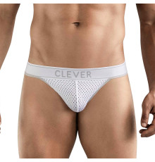 Белые перфорированные трусы-тонги Clever Ambar Thong