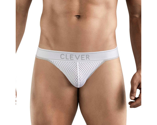 Белые перфорированные трусы-тонги Clever Ambar Thong