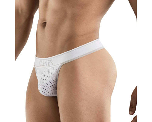 Белые перфорированные трусы-тонги Clever Ambar Thong