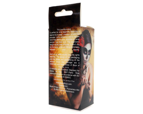 Черная анальная втулка с прозрачным кристаллом - 9,2 см.