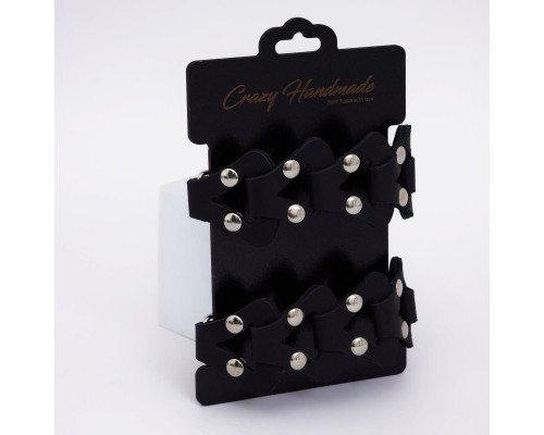 Черные кожаные наручники из звеньев