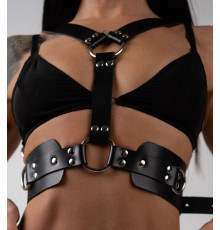 Черная кожаная двусторонняя портупея