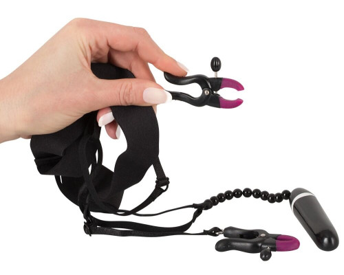 Женские вибростринги с зажимами для половых губ Spreader String with Vibrator