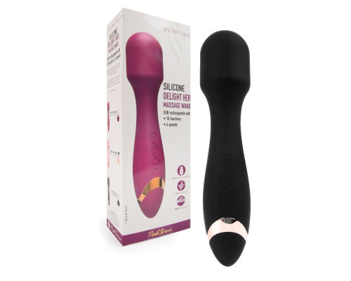 Черный силиконовый wand-вибратор - 18,5 см.