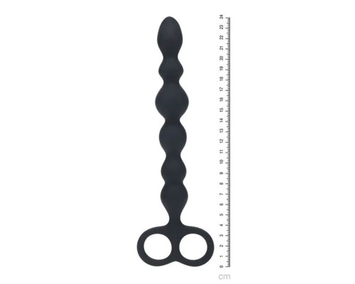 Черная анальная цепочка Beaded Silicone Anal Probe with Double Loop - 24 см.