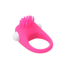 Розовое эрекционное кольцо с щеточкой Silicone Stimu Ring