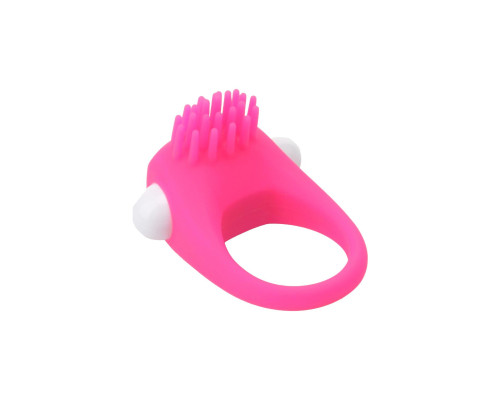 Розовое эрекционное кольцо с щеточкой Silicone Stimu Ring