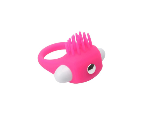 Розовое эрекционное кольцо с щеточкой Silicone Stimu Ring
