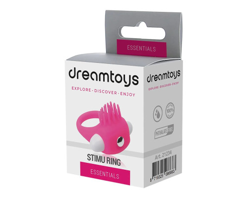 Розовое эрекционное кольцо с щеточкой Silicone Stimu Ring