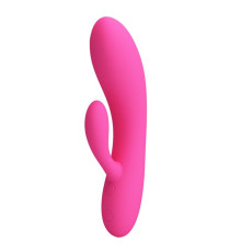 Розовый вибратор с клиторальным отростком Ives - 16,9 см.