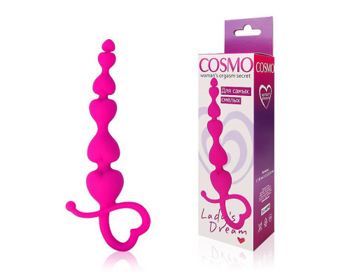 Розовая анальная цепочка Cosmo с петелькой - 14,5 см.
