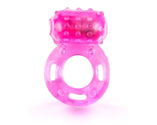 Розовое гелевое эрекционное кольцо с вибропулей