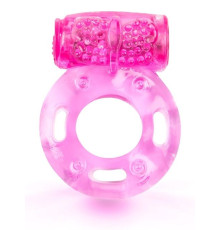 Розовое эрекционное кольцо с виброэлементом