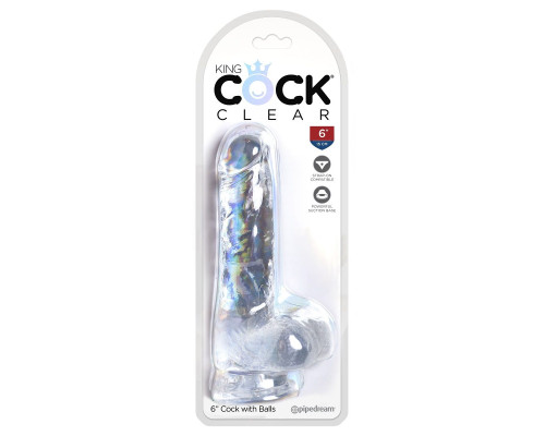 Прозрачный фаллоимитатор King Cock Clear 6  Cock with Balls - 17,8 см.